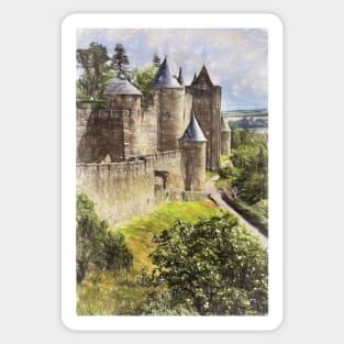 Walls of Carcassonne Digital Art Sticker